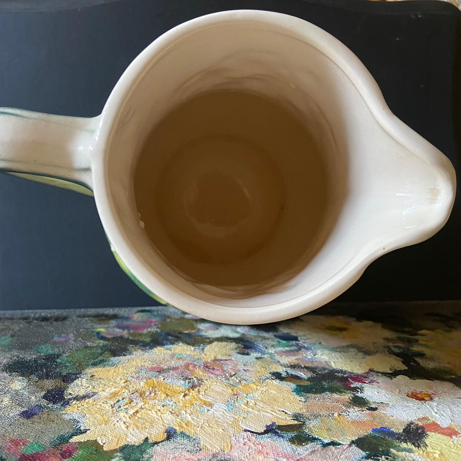 Majolica Ceramic Glazed Saint Clément Flower Pitcher, circa 1960 For Sale 1