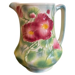 Majolica Ceramic Glazed Saint Clément Flower Pitcher, circa 1960