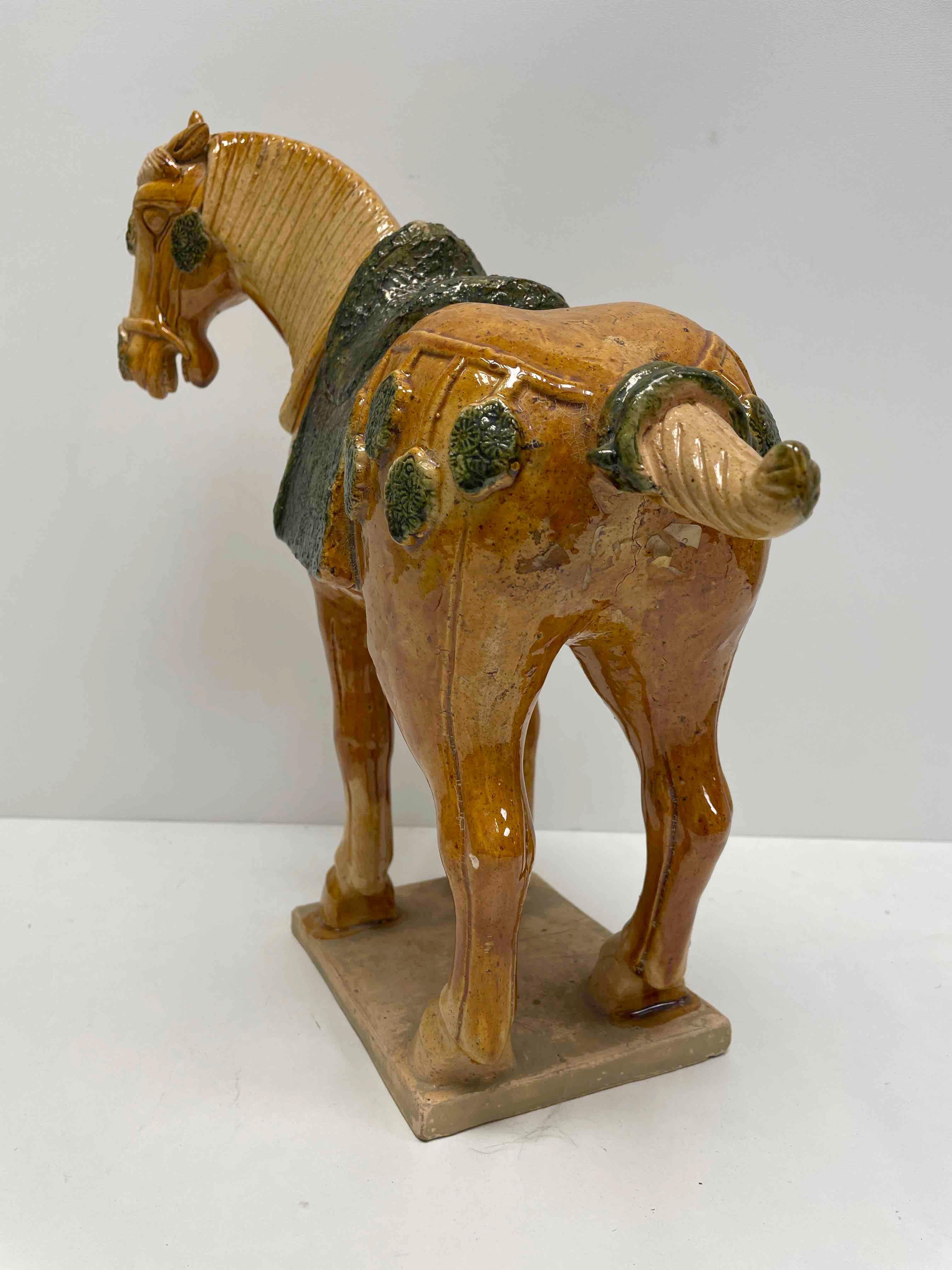 Late 20th Century Majolica Ceramic Horse Pony Statue Vintage Statue, 1970s