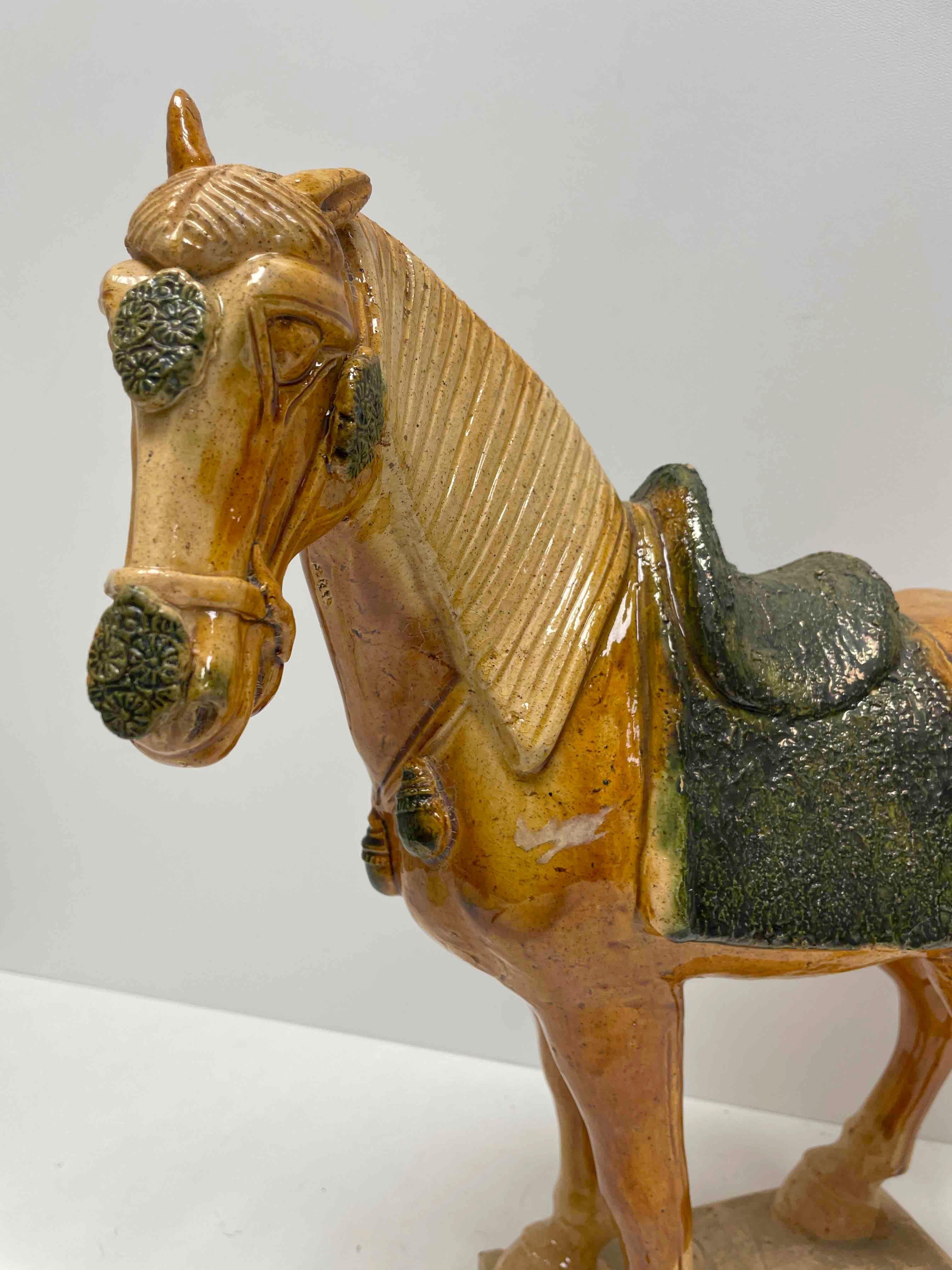Majolica Ceramic Horse Pony Statue Vintage Statue, 1970s 1
