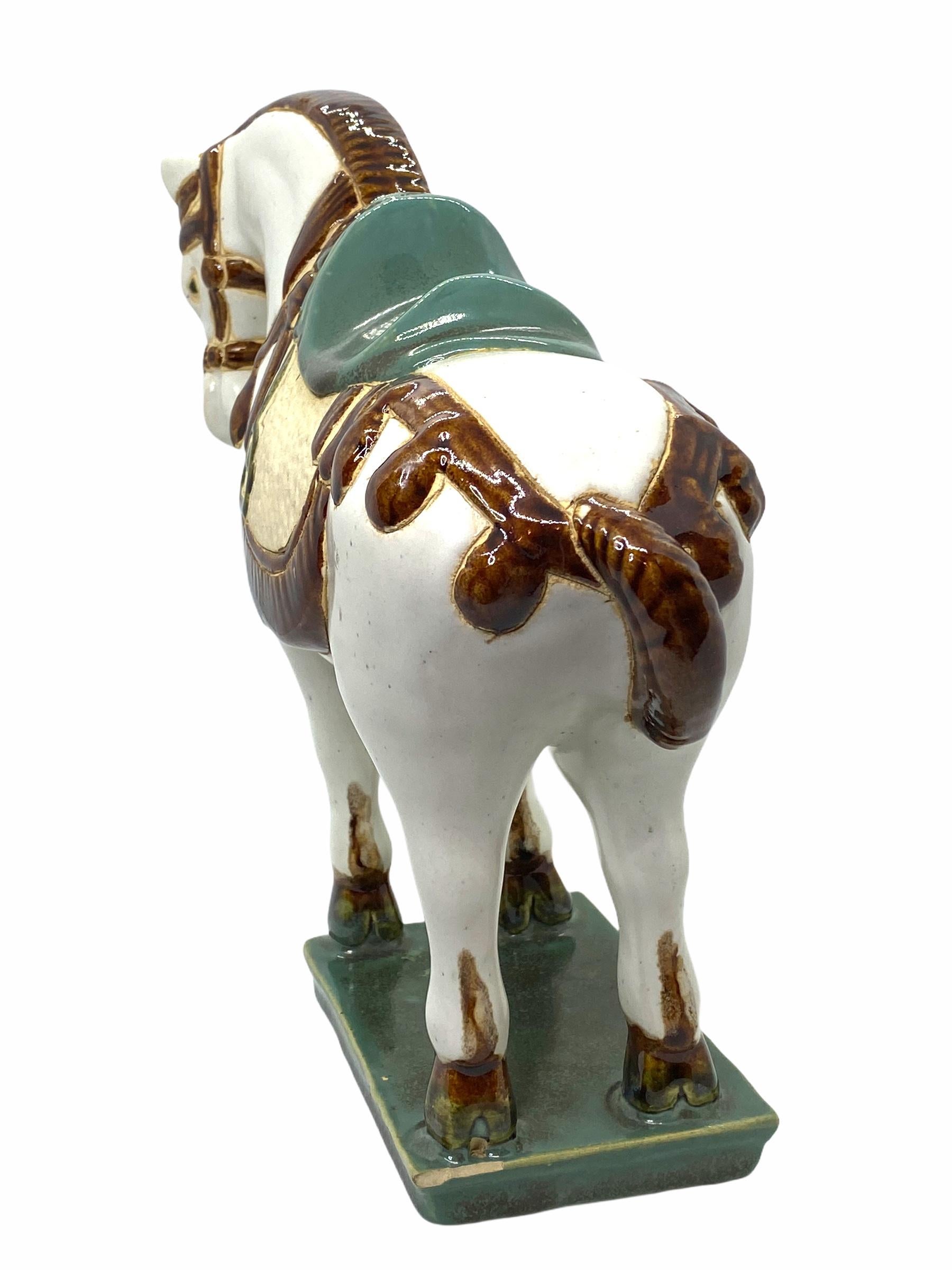 Mid-20th Century Majolica Ceramic Horse Pony Statue vintage Statue, Italy 1960s