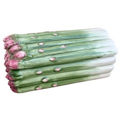 Majolika-Keramik Trompe L'Oeil Spargel abgedeckt Box