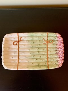 Majolica Ceramic Trompe l'Oeil Asparagus Dish