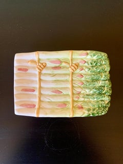 Majolica Ceramic Trompe l'Oeil Asparagus Dish