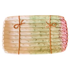 Piatto per asparagi in ceramica maiolica L'Oeil