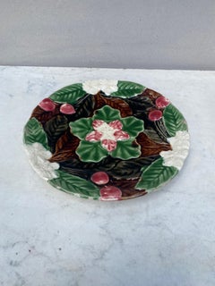 Majolica Cherries Plate Orchies, circa 1910