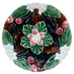 Majolica Cherries Plate Orchies, circa 1910
