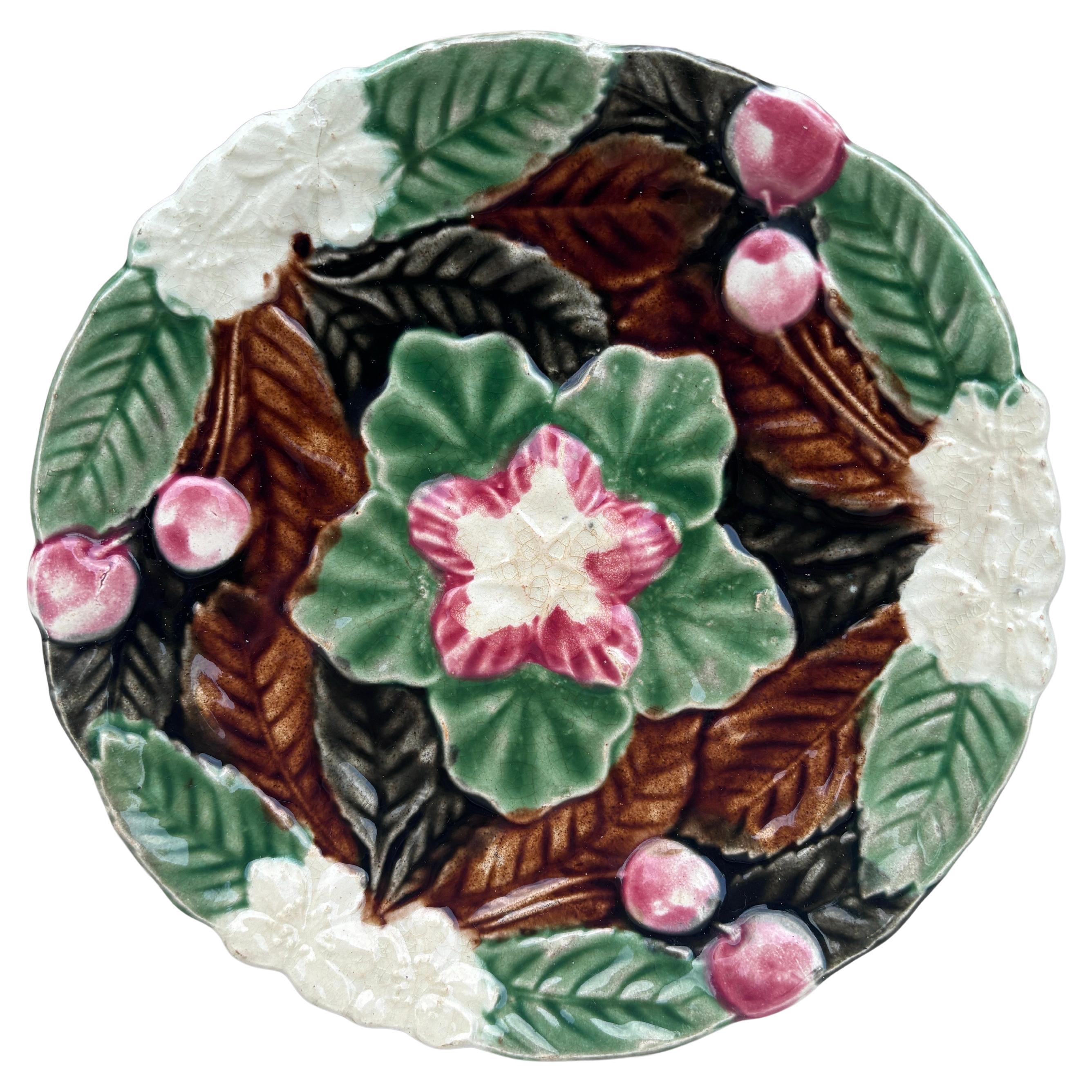 Majolica Cherries Plate Orchies, circa 1910