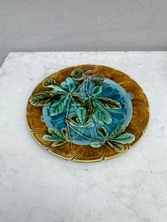 Majolica Chesnut Leaf Plate Sarreguemines, circa 1890