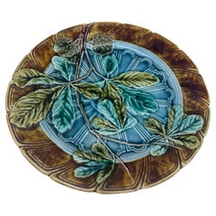 Majolica Chesnut Leaf Plate Sarreguemines, circa 1890