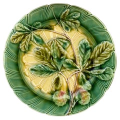 Majolica Chesnut Leaf Plate Sarreguemines, circa 1890