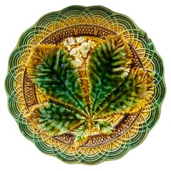 Antique Majolica Chesnut Leaf Plate Villeroy & Boch, circa 1890