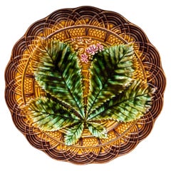 Majolika-Kastanienblatt-Teller Villeroy & Boch, um 1890