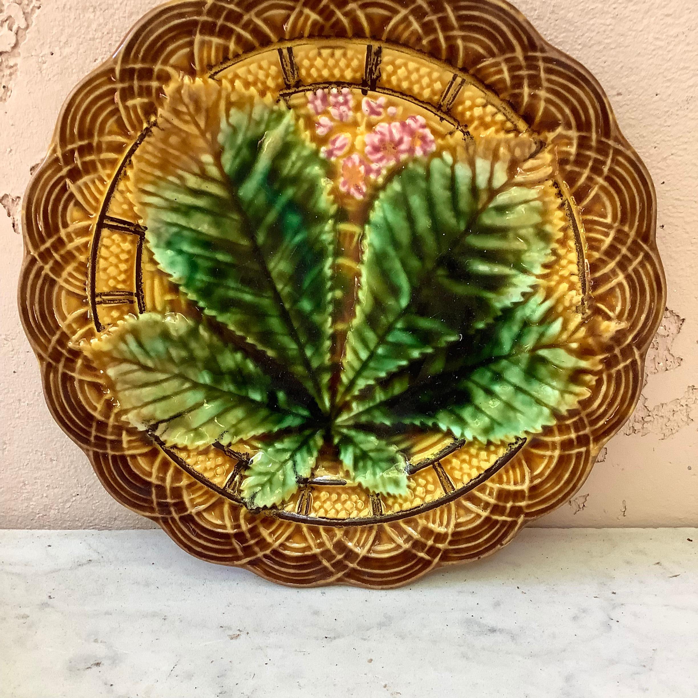 Majolica chesnut leaf plate signed Villeroy & Boch, circa 1890.