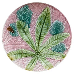 Majolica Chestnut Leaves Plate Salins, circa 1880