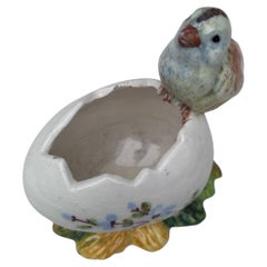 Majolica Chick with Egg Vase Jerome Massier circa 1900