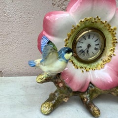 Majolica Clock with Birds Delphin Massier, circa 1880