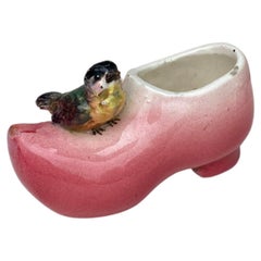 Antique Majolica Clog & Bird Jean Massier, circa 1890