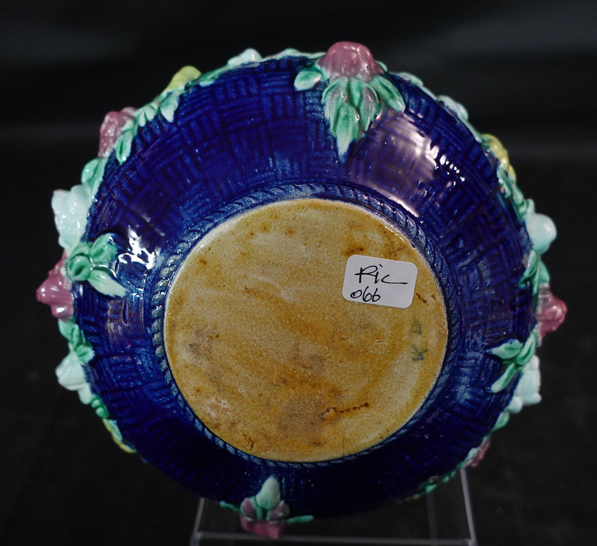 Porcelain Majolica Cobalt Ground Basket, England, 1870, Ric.066 For Sale