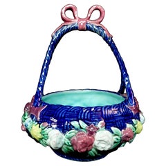 Majolica Cobalt Ground Basket, England, 1870, Ric.066