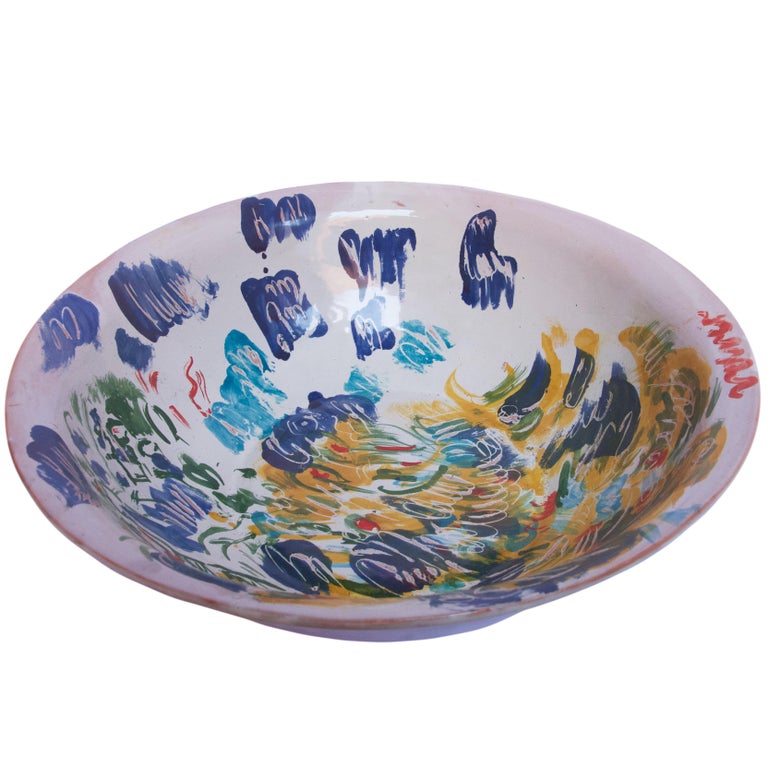 Decorative contemporary Majolica bowl by Mexican artist, Lorenzo Lorenzzo.
