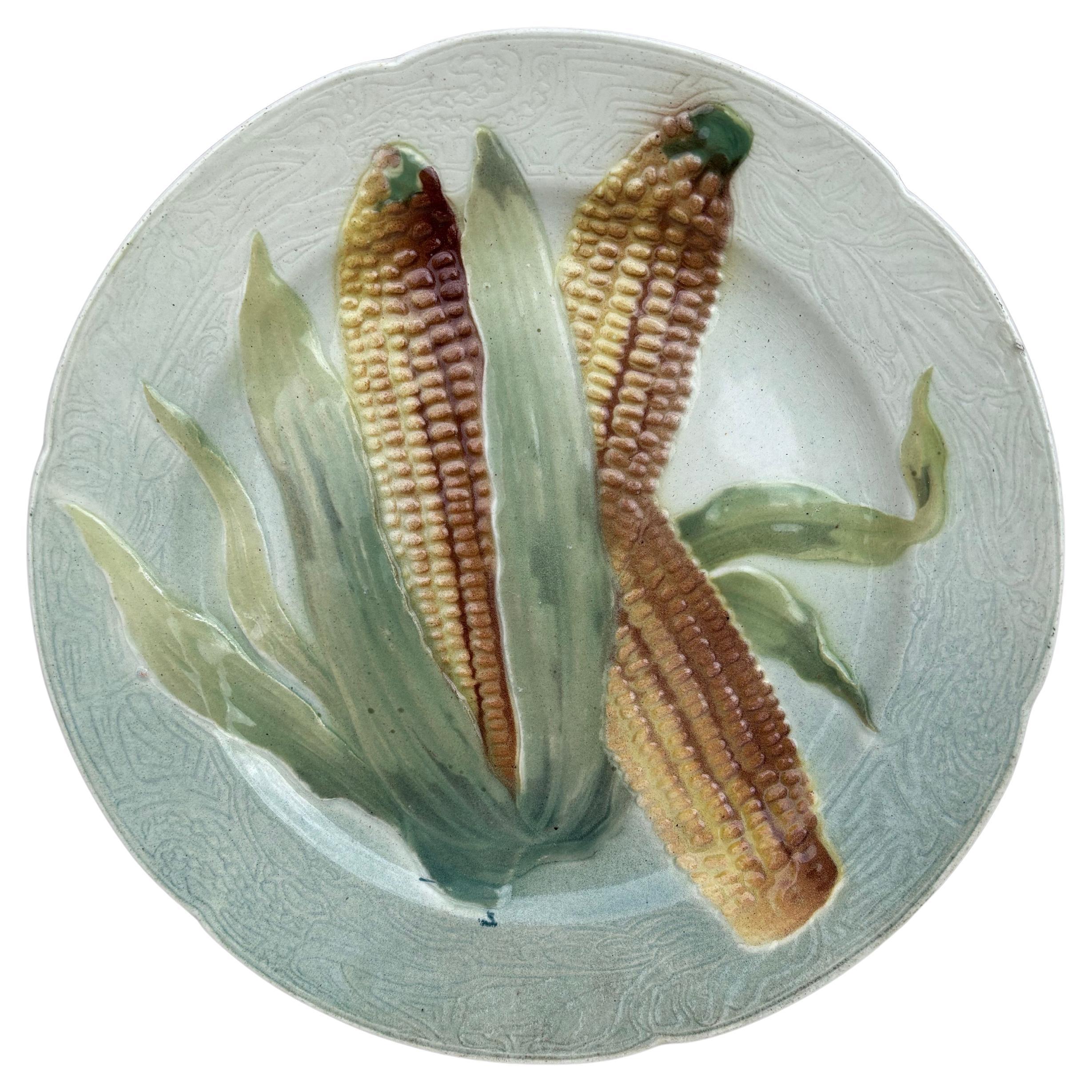 Majolica Corn Keller & Guerin Saint Clement Plate
