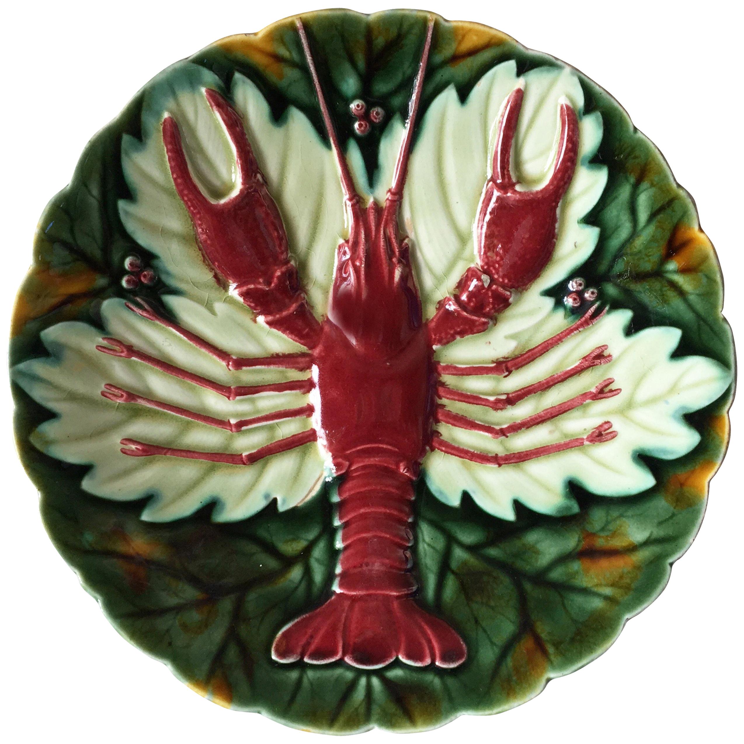 Majolica Crawfish or Lobster Plate Schutz Cilli, circa 1900