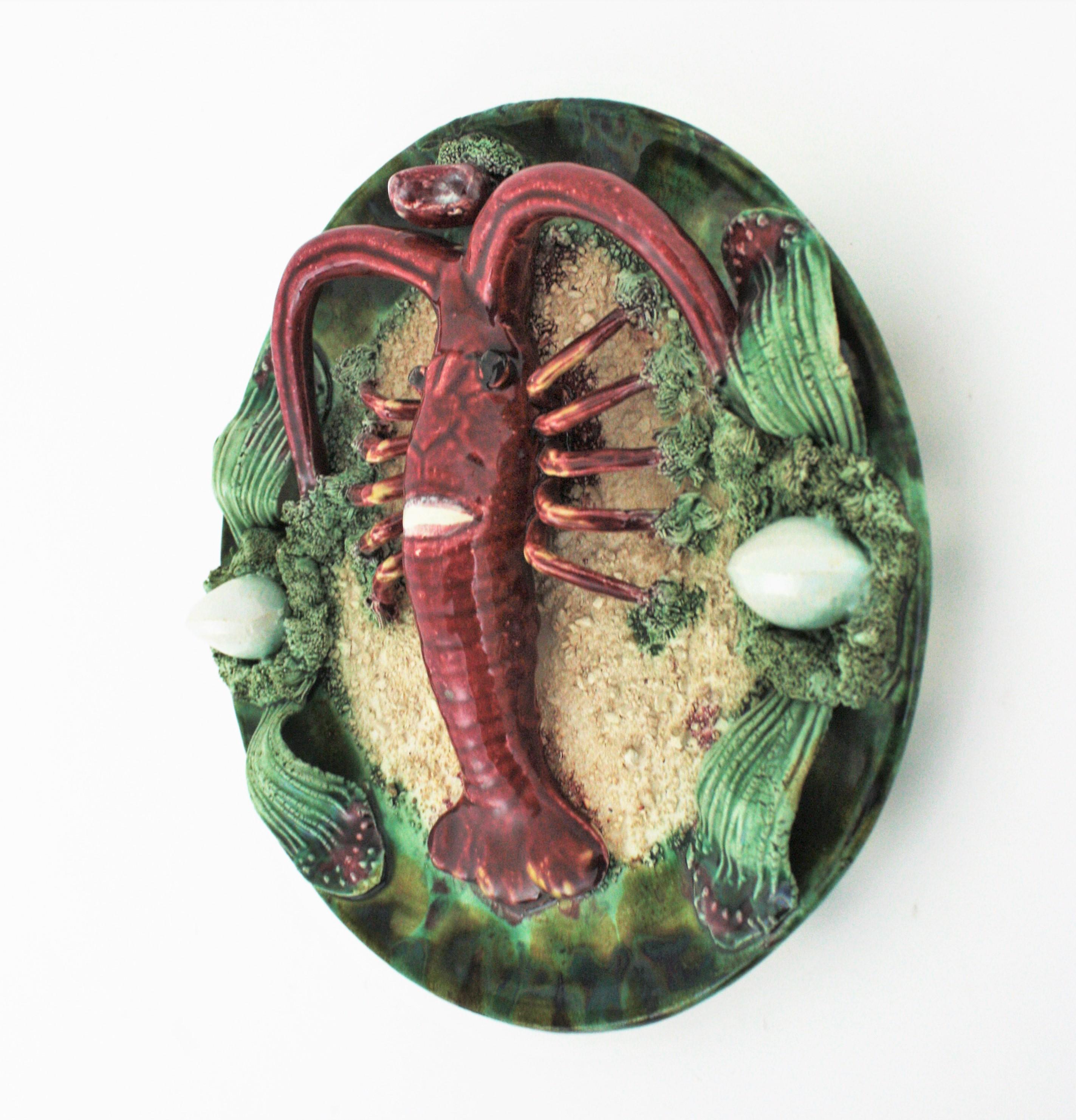 Mid-Century Modern Ceramic Wall Plate, Crayfish Design For Sale