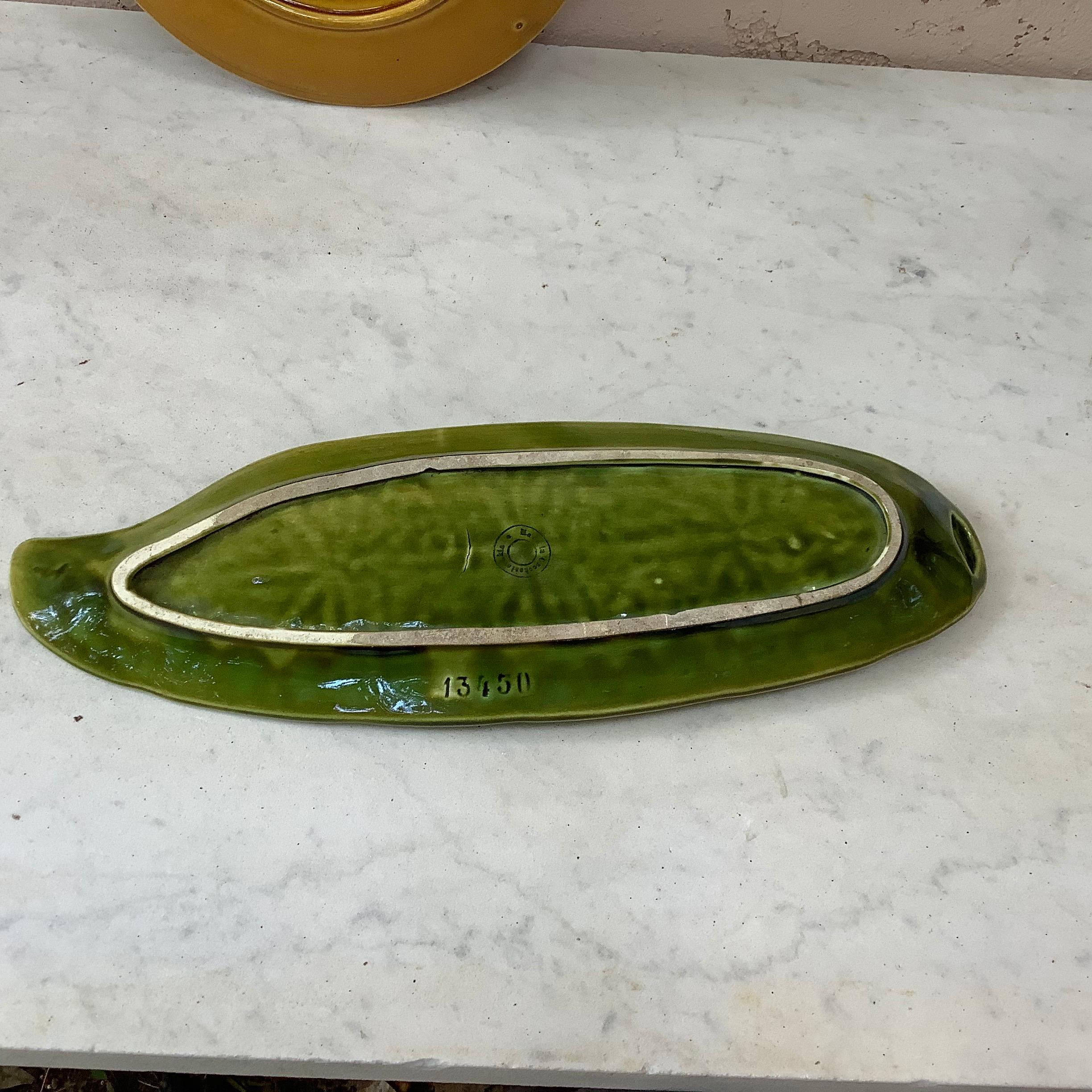 Country Majolica Cucumber Platter, circa 1900 For Sale