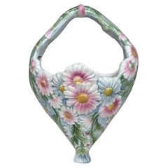 Antique Majolica Daisy Wall Pocket Keller & Guerin Saint Clement