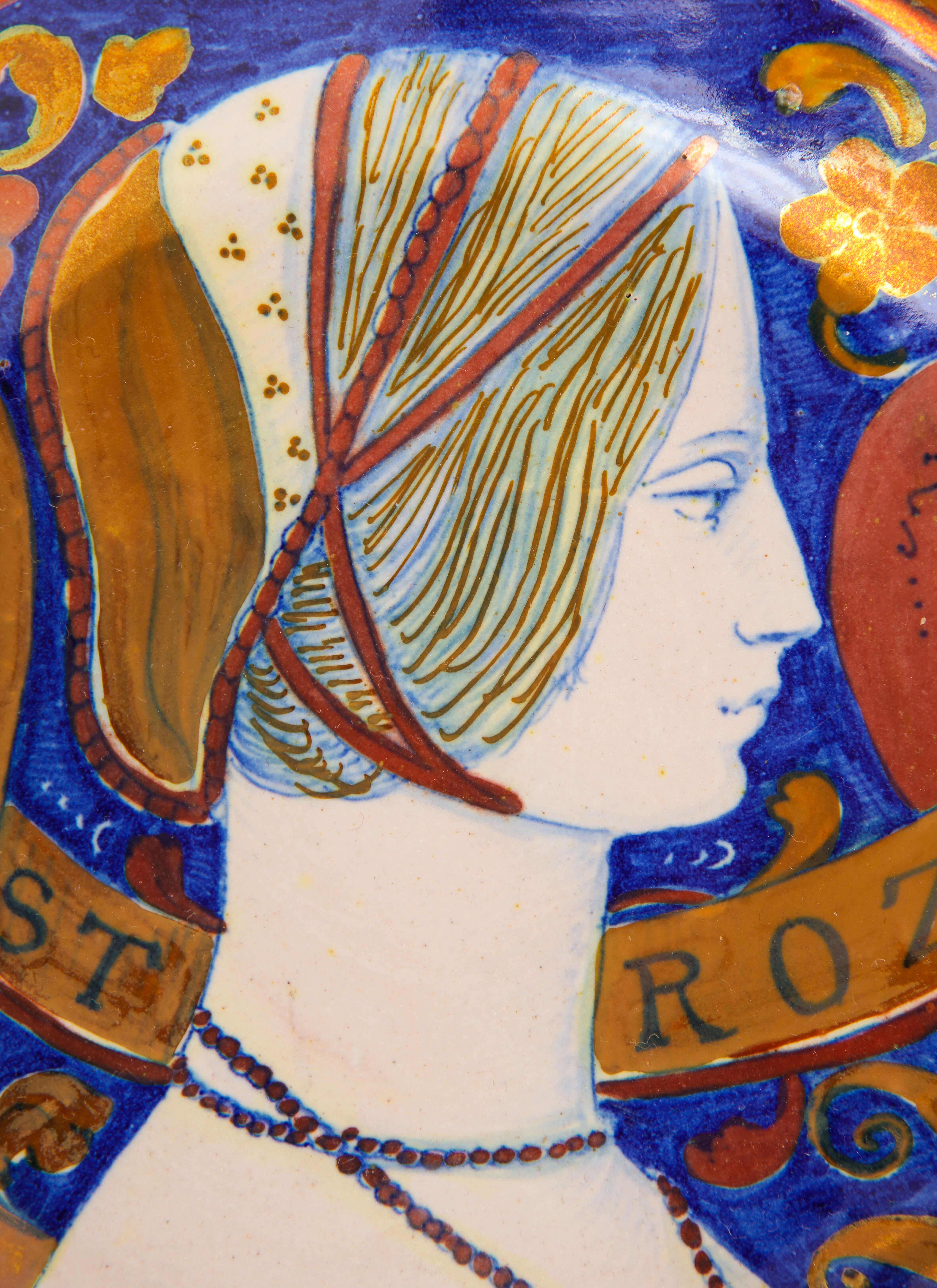 Assiette italienne en majolique lustrée d'Alfredo Santarelli, marquée 