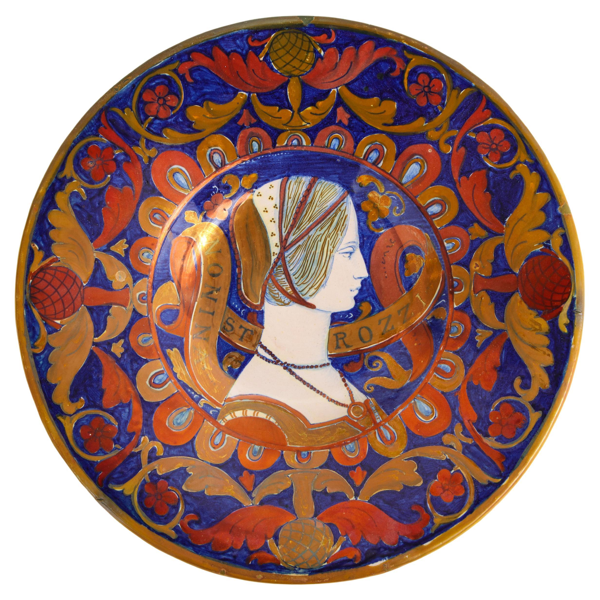 Assiette décorative en majolique d
Alfredo Santarelli (représentant Nonnina Strozzi)