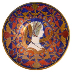 Majolica Decorative Plate by Alfredo Santarelli (Depicting Nonnina Strozzi)