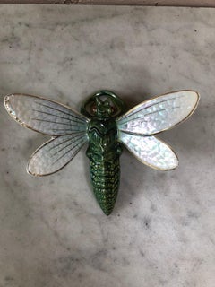 Majolica Dragonfly Wall Pocket Fives Lille, circa 1900
