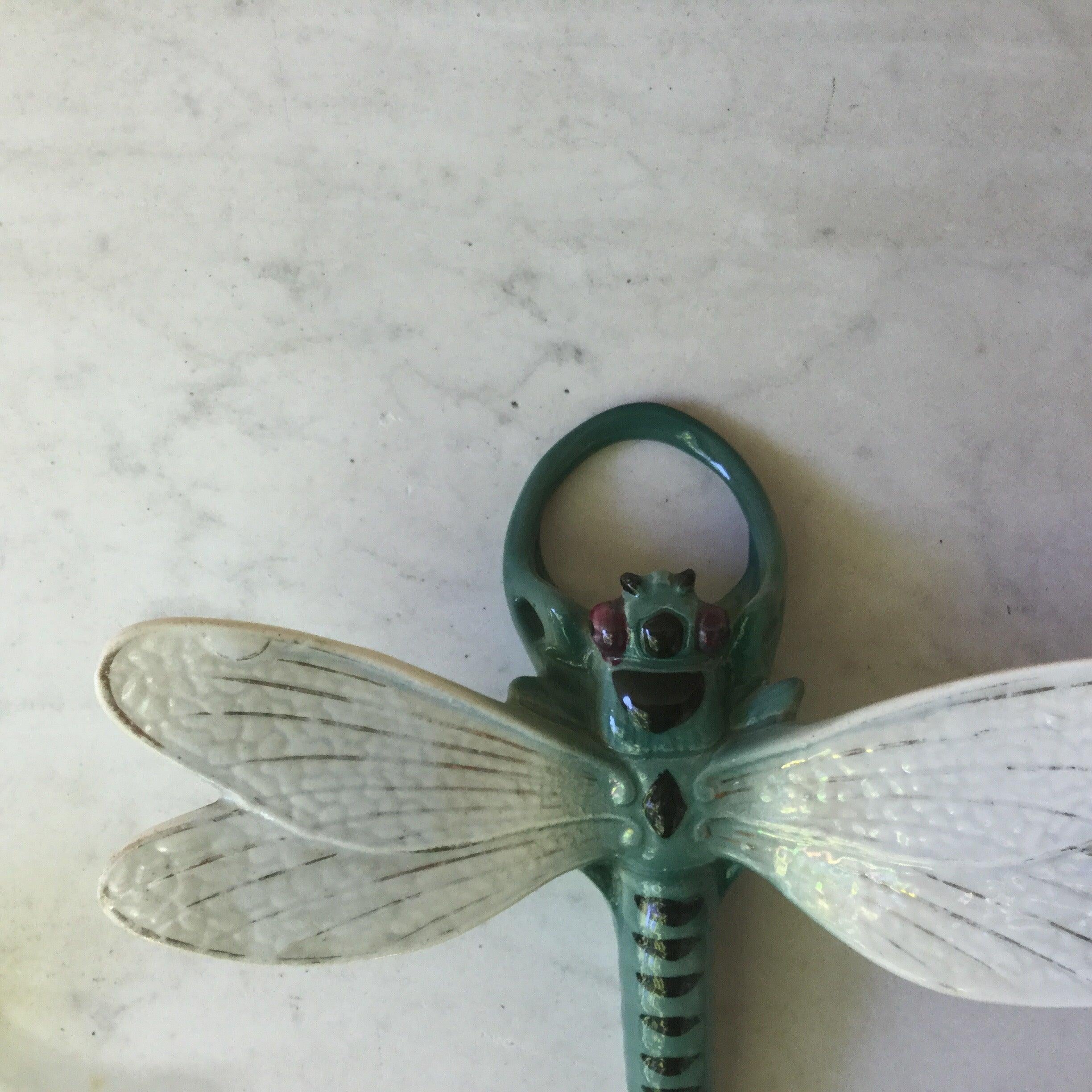 Majolica Dragonfly Wall Pocket Fives Lille, circa 1900 In Good Condition In Austin, TX