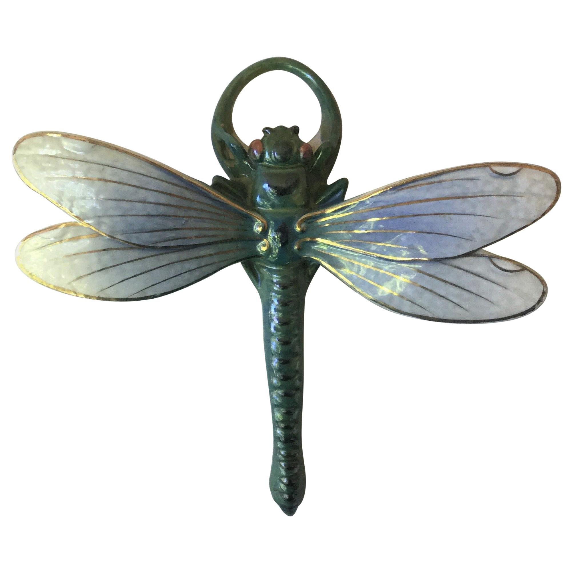 Ceramic Majolica Dragonfly Wall Pocket Fives Lille, circa 1900