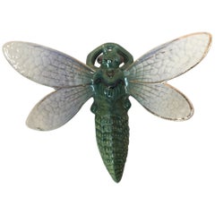 Majolica Dragonfly Wall Pocket Fives Lille, circa 1900