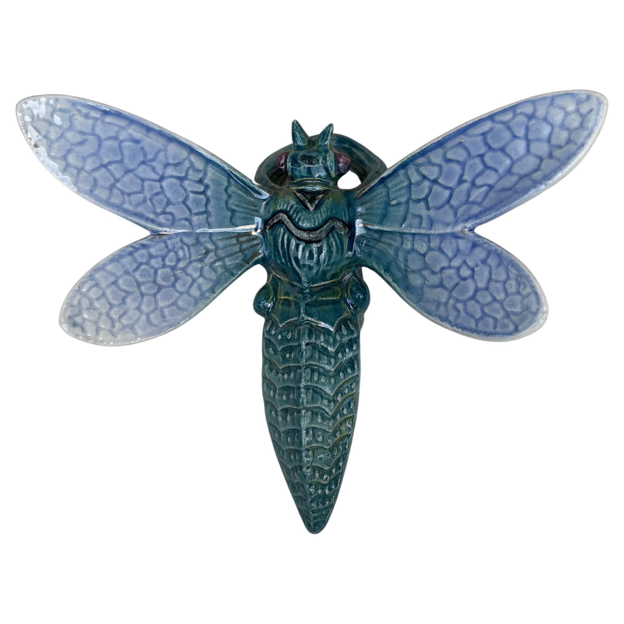 Majolica Dragonfly Wall Pocket Fives Lille, circa 1900
