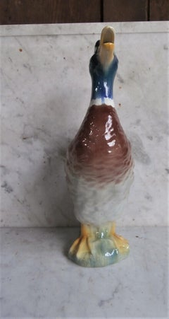 Majolica Duck Mallard Pitcher Keller et Guerin Saint Clement, circa 1900
