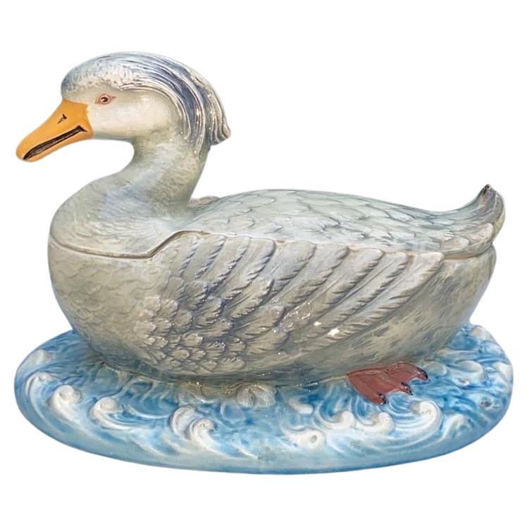 Majolica Duck Tureen Sarreguemines, circa 1880