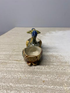 Majolica Ducks & Turtle Salt Cellar Sarreguemines, circa 1880