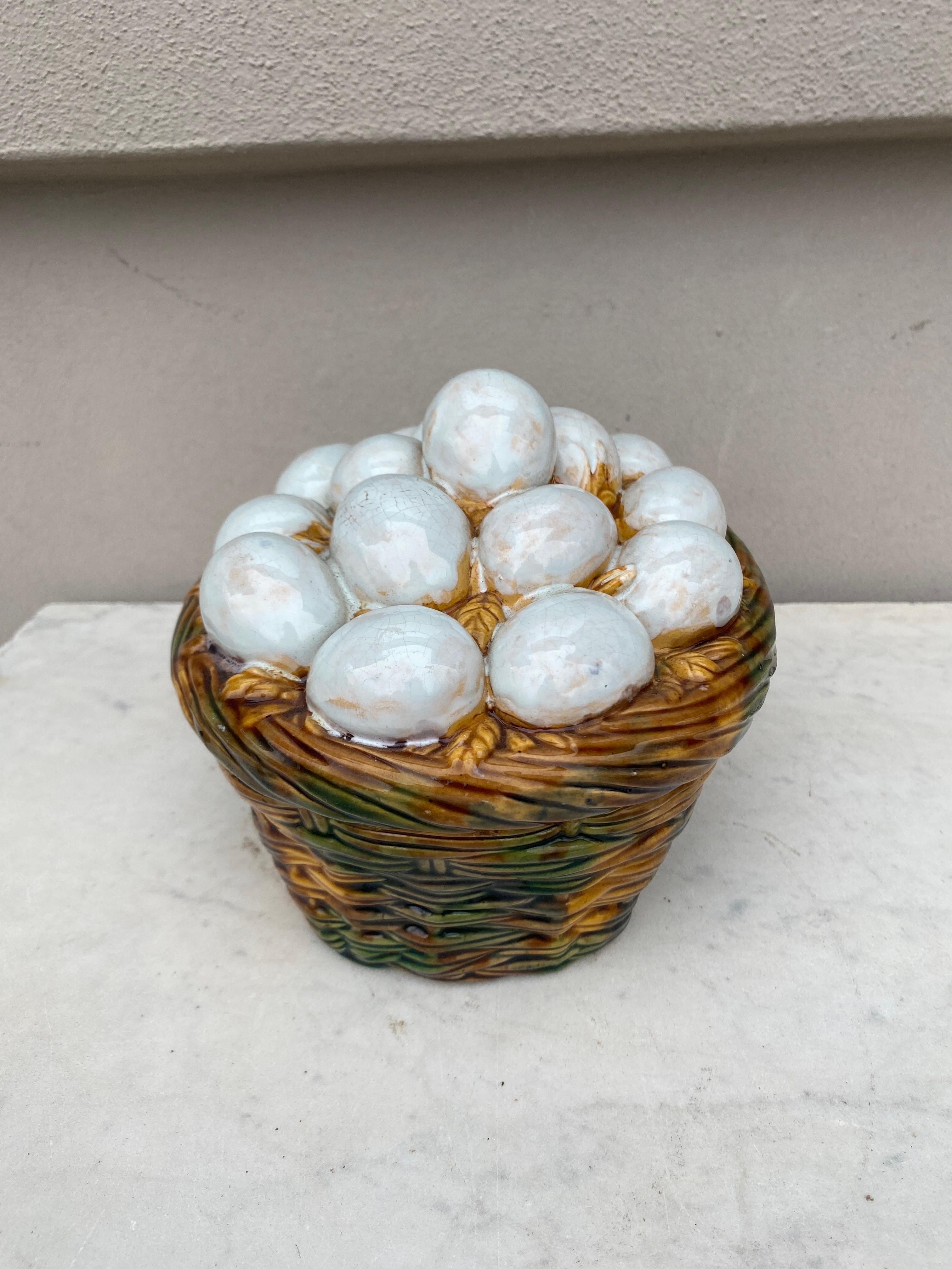 Czech Majolica Egg Basket Tureen Eichwald Circa 1890 For Sale