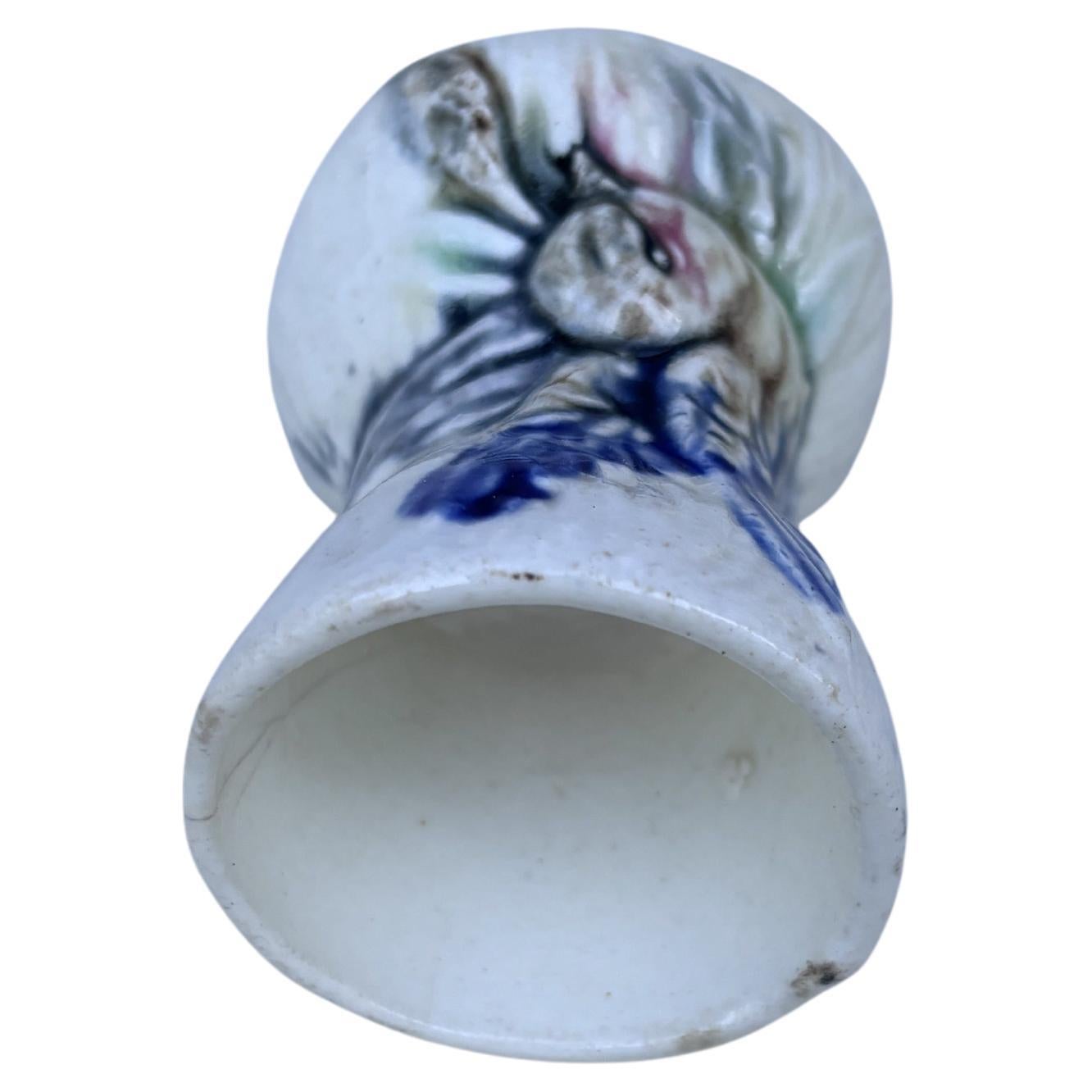 Rustic Majolica Egg Cup Wasmuel, Circa 1890 For Sale