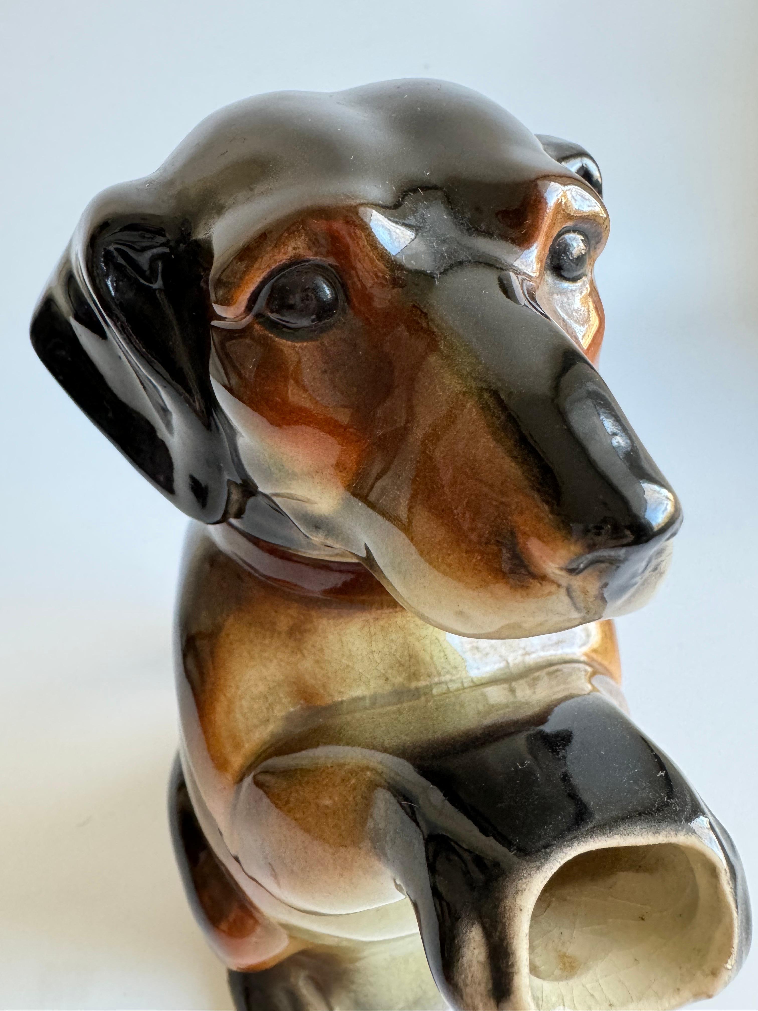Majolika Erphila Dachshund Hunde-Teekanne ca. 1920-1940 Hergestellt in Deutschland im Angebot 7