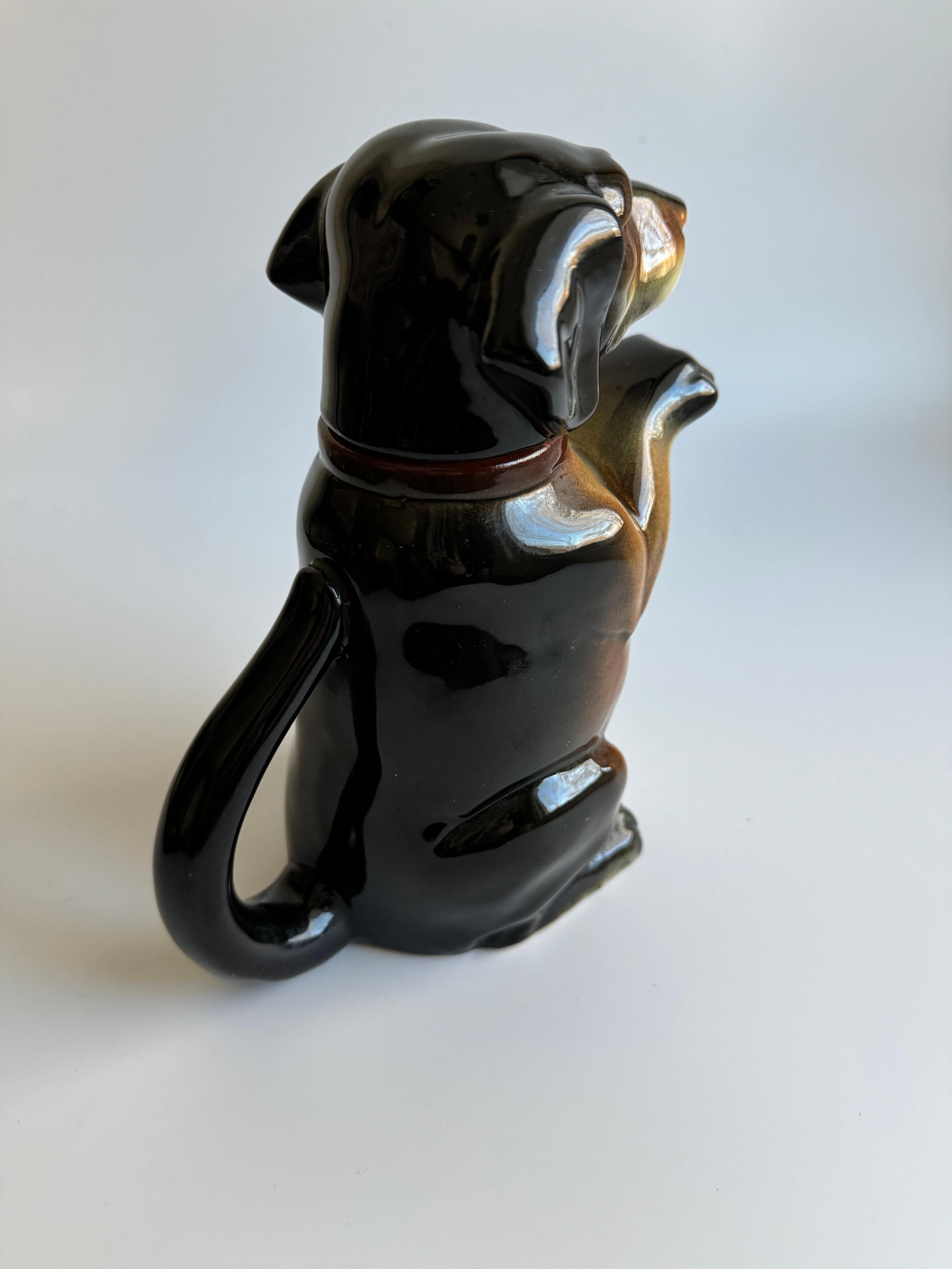 Hand-Crafted Majolica “Erphila” Dachshund Dog Teapot c.1920-1940 Made in Germany For Sale