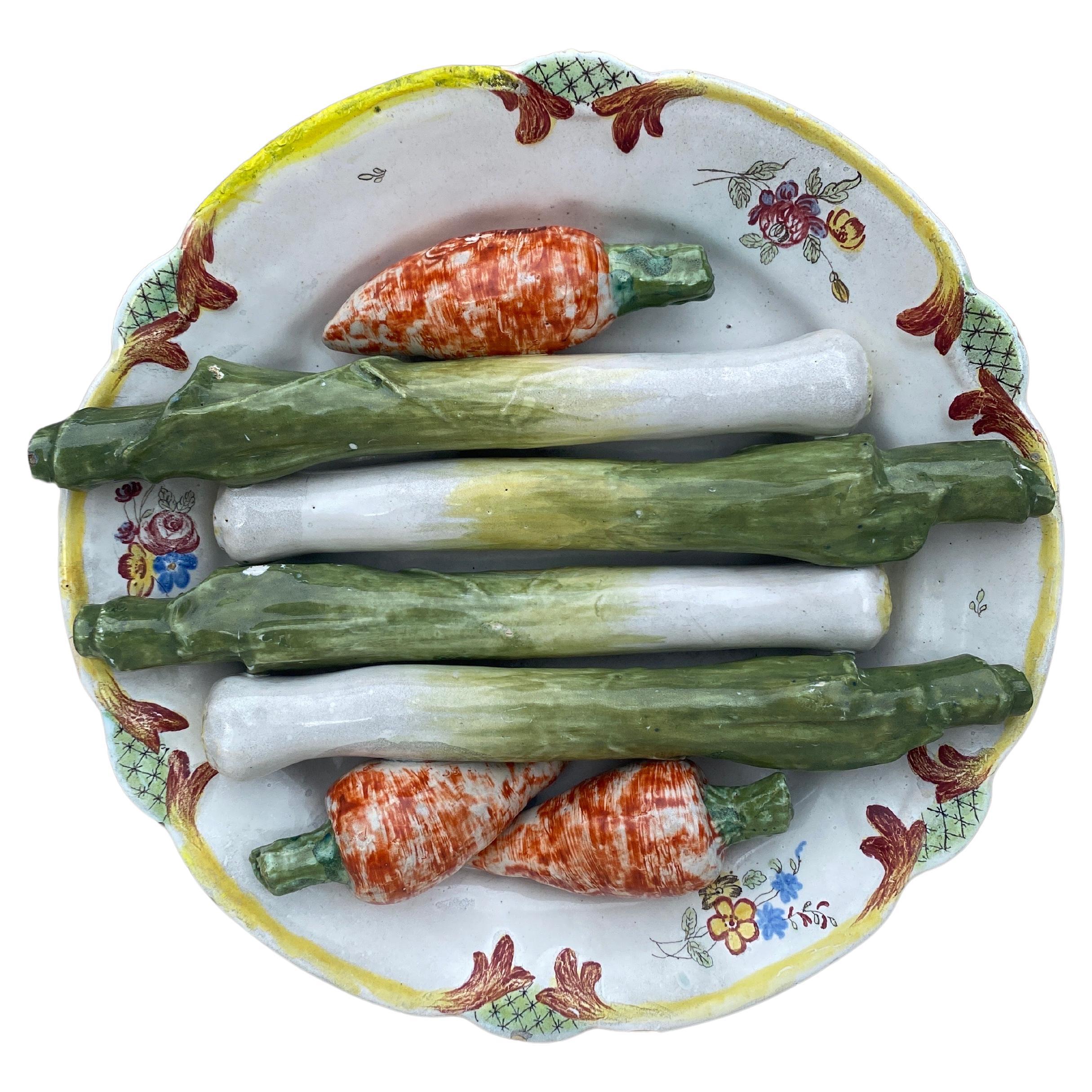 Majolica Faience Asparagus & Turnip Wall Platter Circa 1900