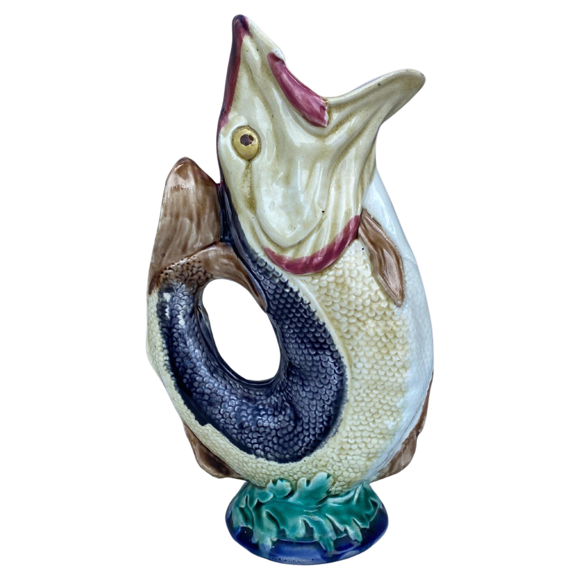 Majolica Fish Pitcher Villeroy & Boch, circa 1880.