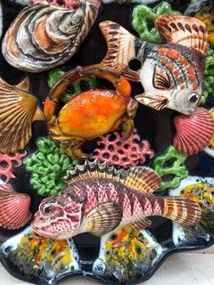 Majolica Fish Sealife Platter Vallauris, circa 1950