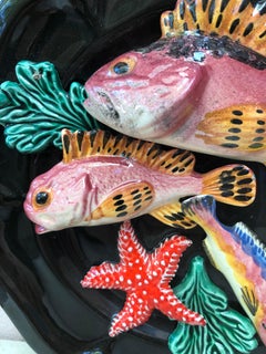 Majolika-Fisch-Seefisch-Teller Vallauris, um 1950