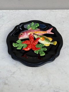Majolica Fish Sealife Platter Vallauris, circa 1950